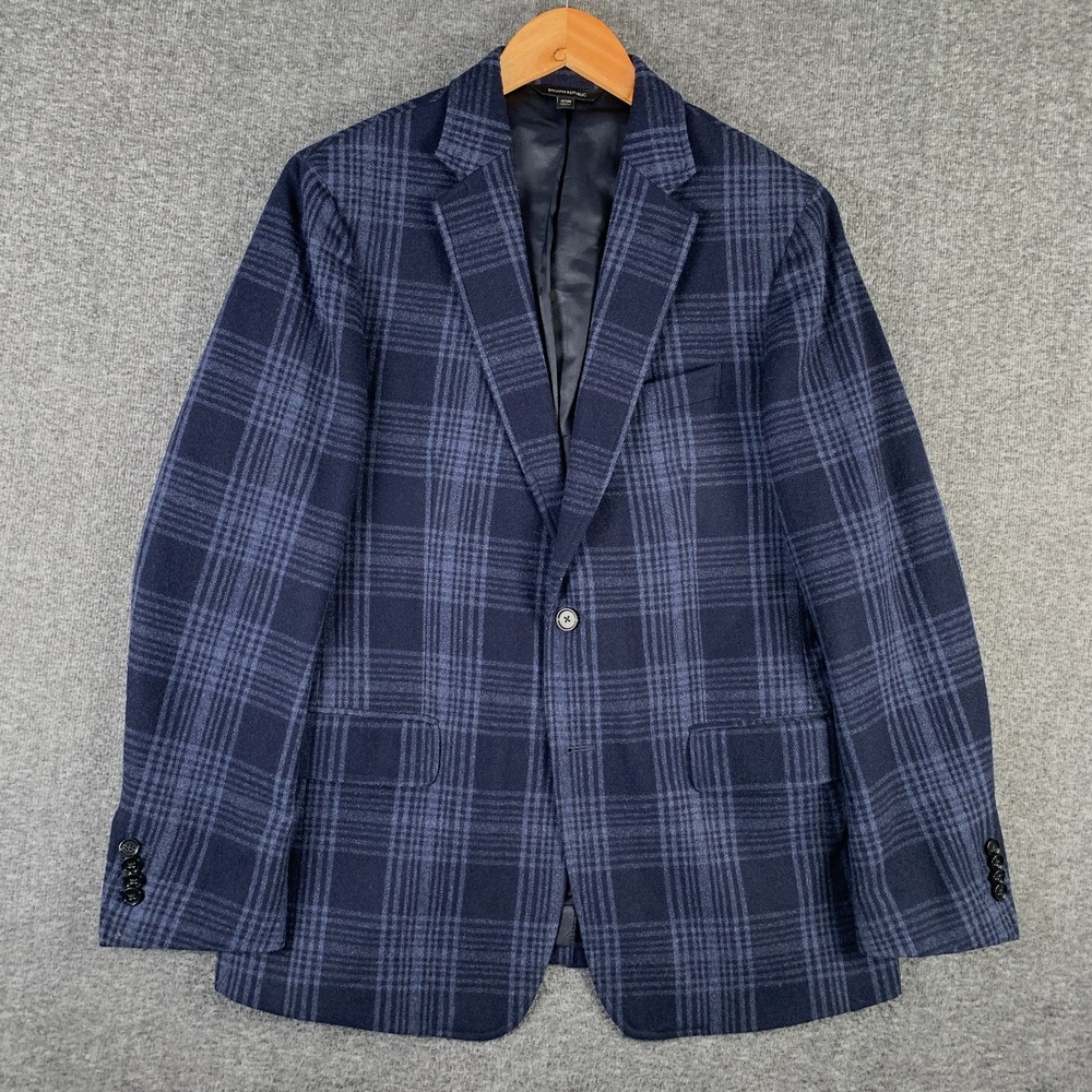 Banana Republic Blazer Jacket Men 40R Slim Plaid Tweed Italian Mill Emmeci Suit